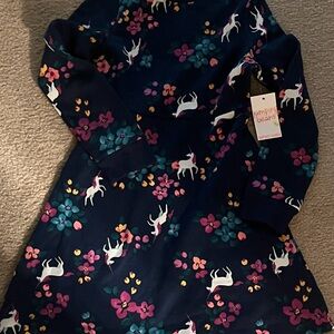 Jumping Beans Navy Dress with Unicorn and Floral Print